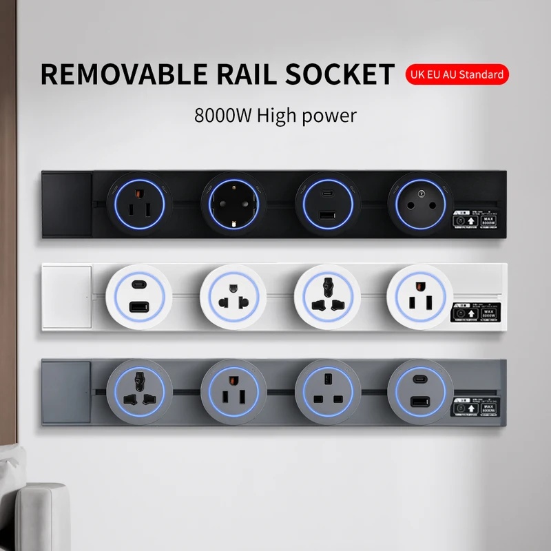 Kitchen Appliances Uk - White Black Wall Power Track Socket